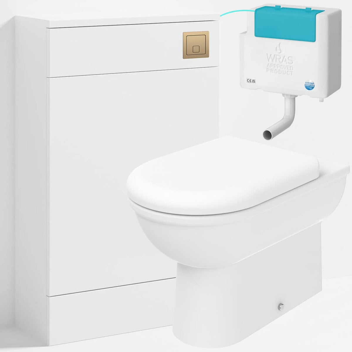 Back to Wall Toilet With WC Unit, Bottom Entry Cistern &amp; Flush Plate