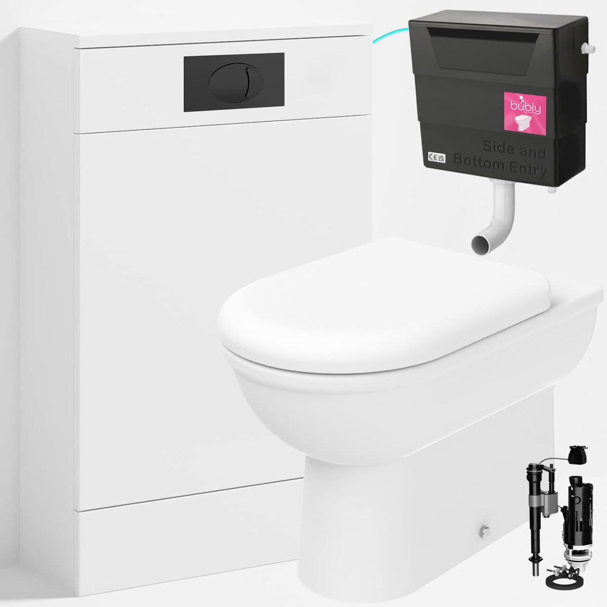 Back to Wall Toilet With WC Unit, Concealed Cistern &amp; Flush Plate