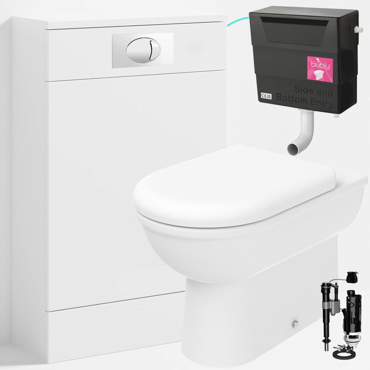 Back to Wall Toilet With WC Unit, Concealed Cistern &amp; Flush Plate