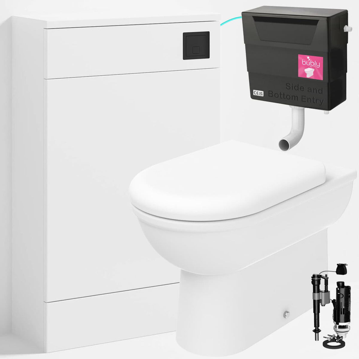 Back to Wall Toilet With WC Unit, Concealed Cistern &amp; Flush Plate
