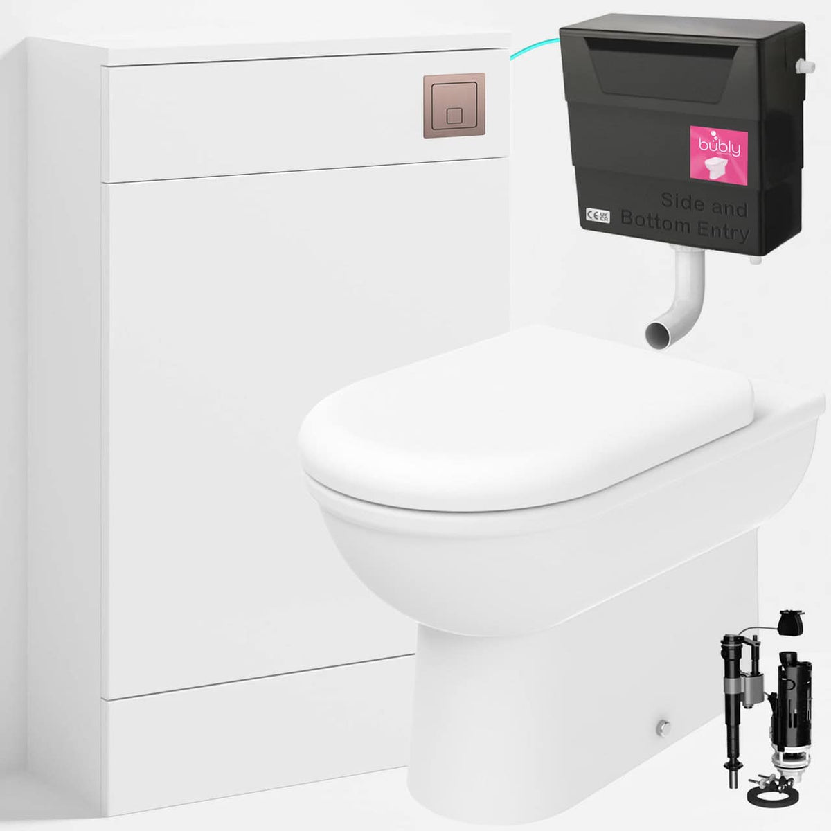 Back to Wall Toilet With WC Unit, Concealed Cistern &amp; Flush Plate