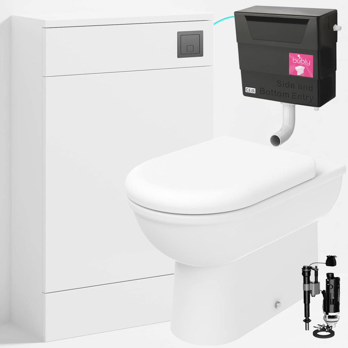 Back to Wall Toilet With WC Unit, Concealed Cistern &amp; Flush Plate