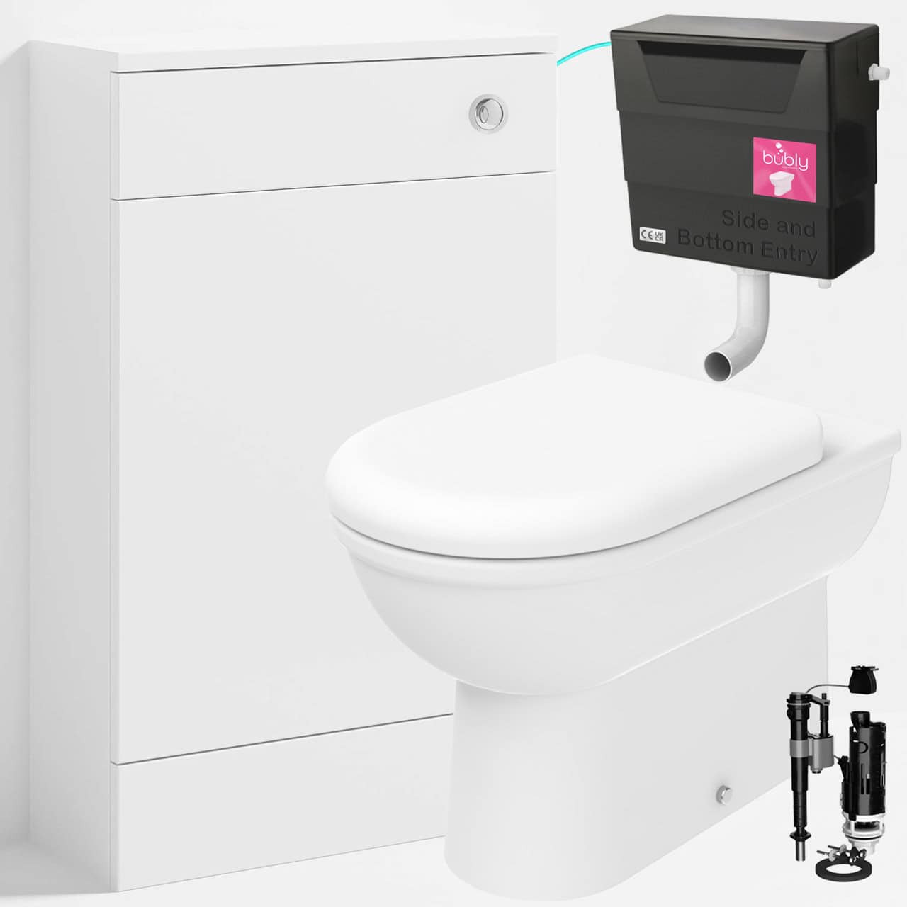Back to Wall Toilet With WC Unit, Concealed Cistern &amp; Flush Plate