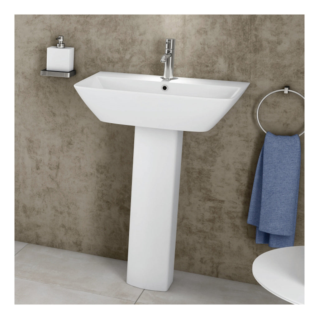 RAK Summit Basin With Full Pedestal - 600mm Wide - 1 TH - Alpine White