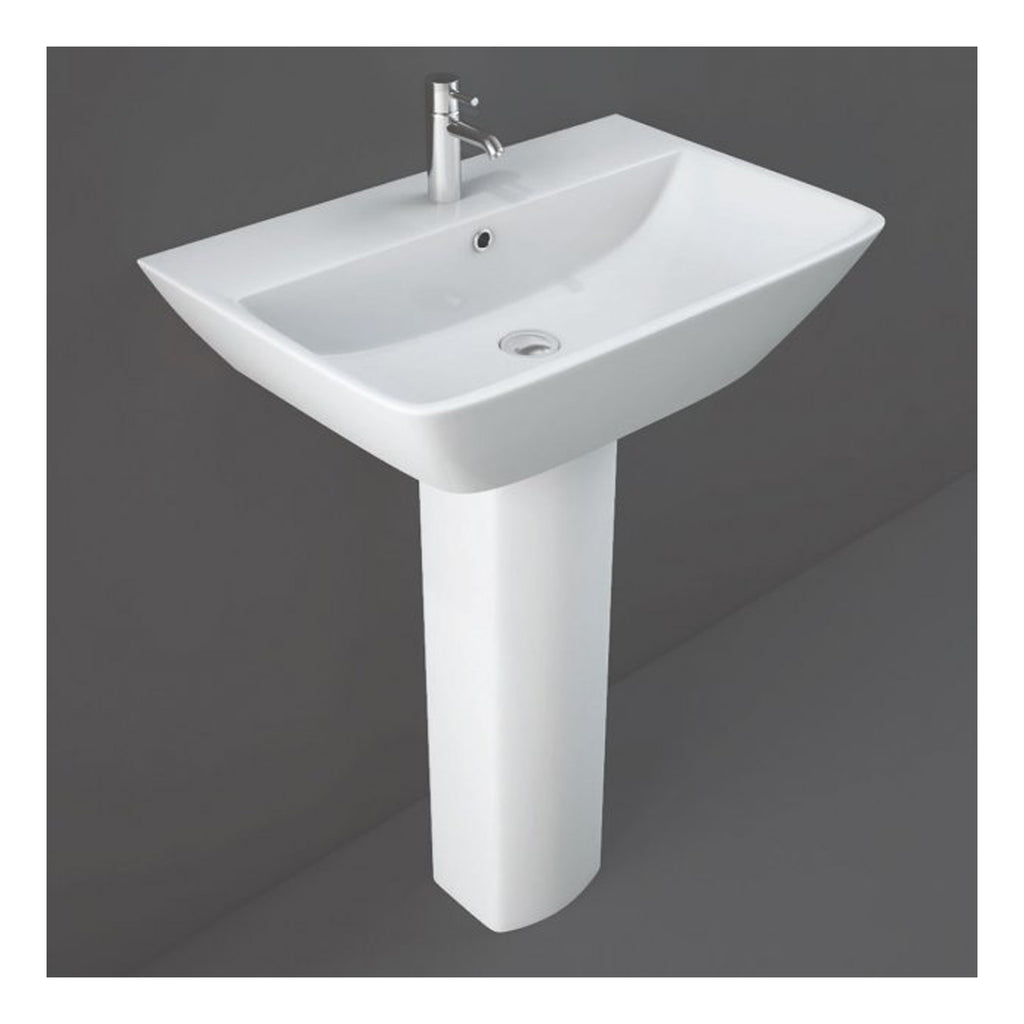 RAK Summit Basin With Full Pedestal - 600mm Wide - 1 TH - Alpine White