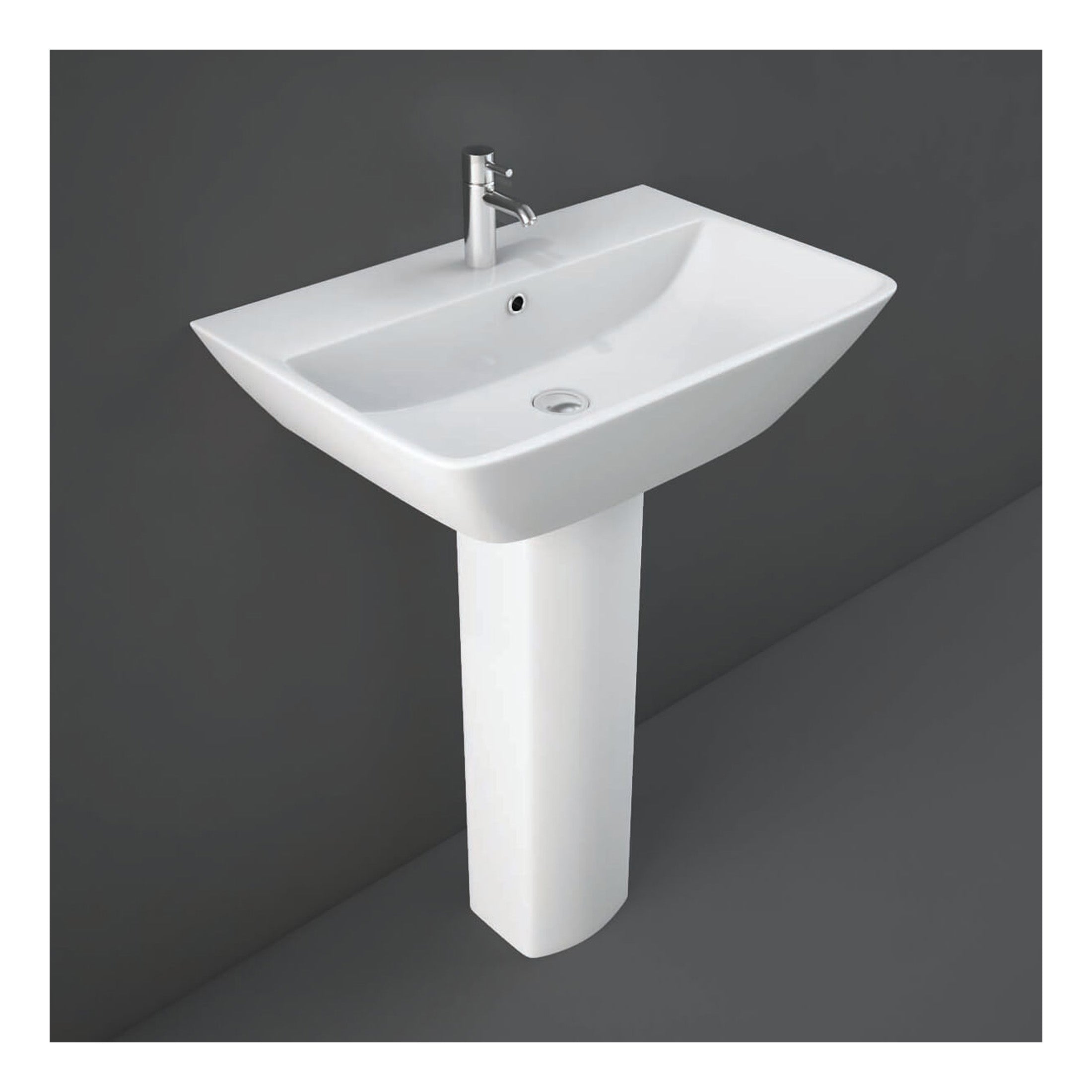RAK Summit Basin With Full Pedestal - 500mm Wide - 1 TH - Alpine White