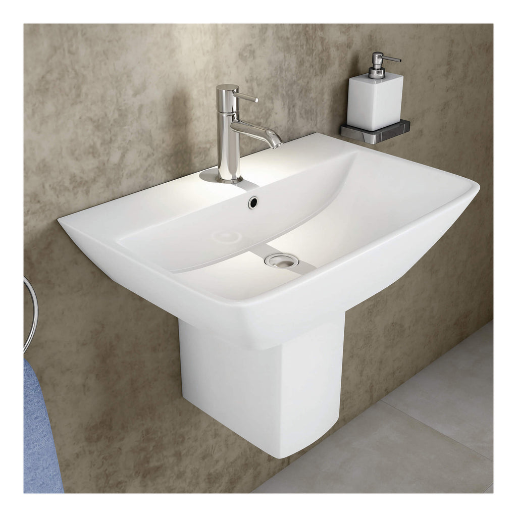 RAK Summit Basin With Semi Pedestal - 500mm Wide - 1 TH - Alpine White