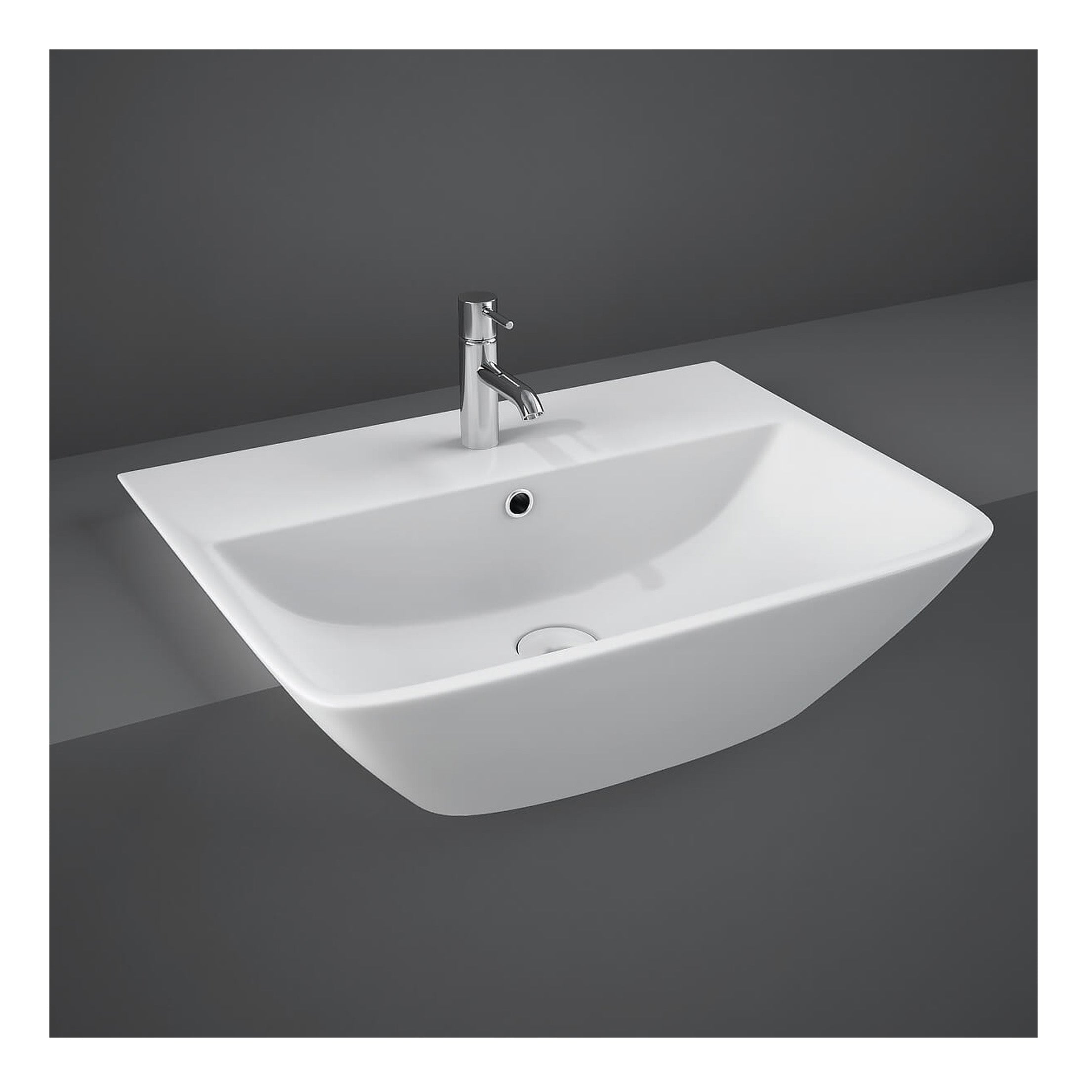 RAK Summit Semi Recessed Basin - 500mm Wide - 1 TH - Alpine White
