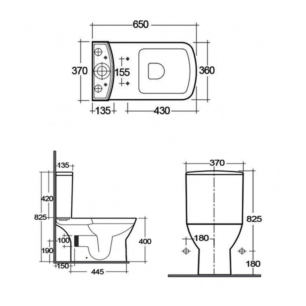 RAK Summit Close Coupled Toilet With Cistern And Soft Close Seat - White
