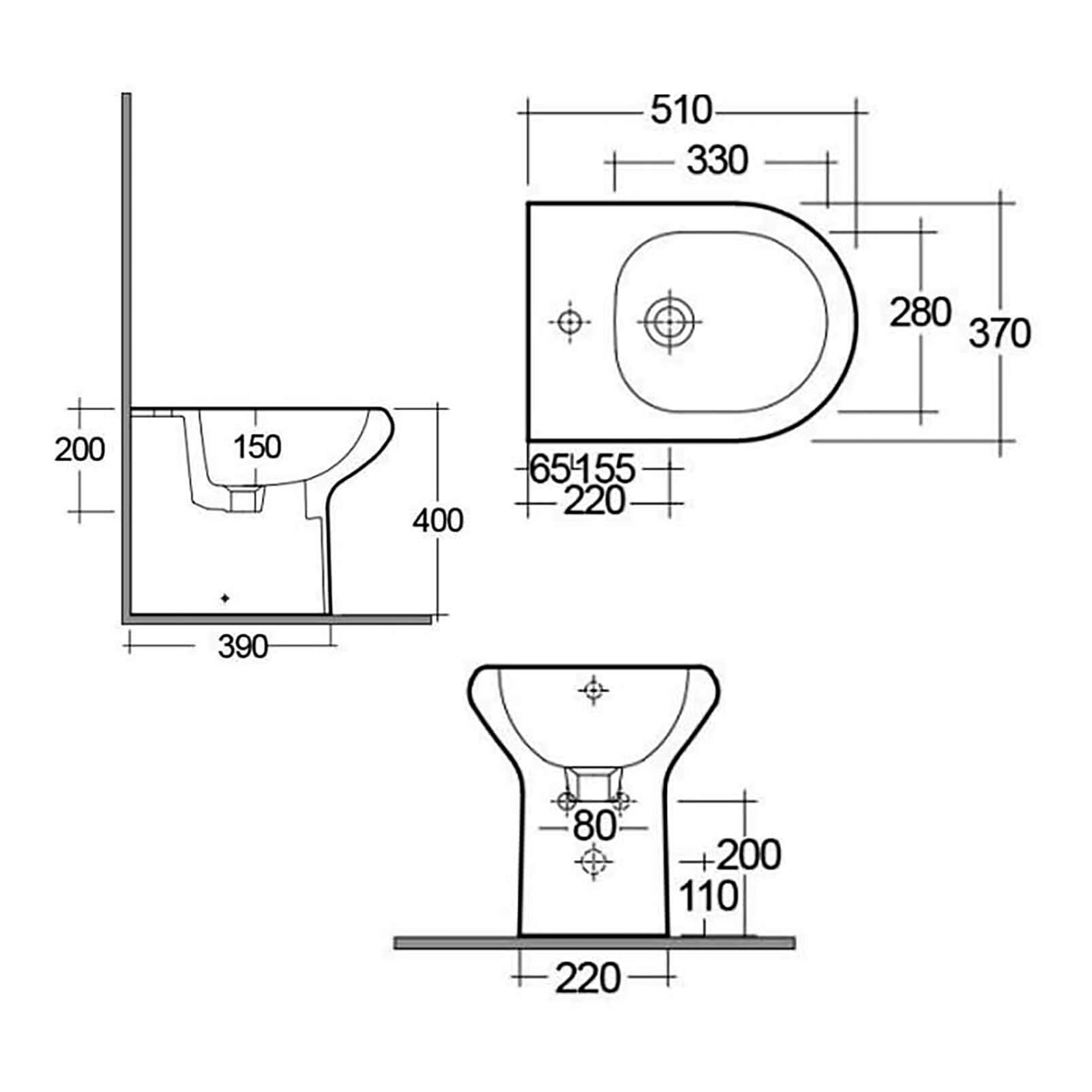 RAK Compact Back to Wall Bidet - 1 TH - Alpine White