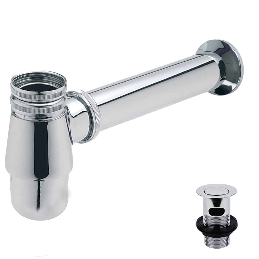 Chrome Compact Adjustable Height Bottle Trap Basin Waste Bathroom Sink Pipe-0
