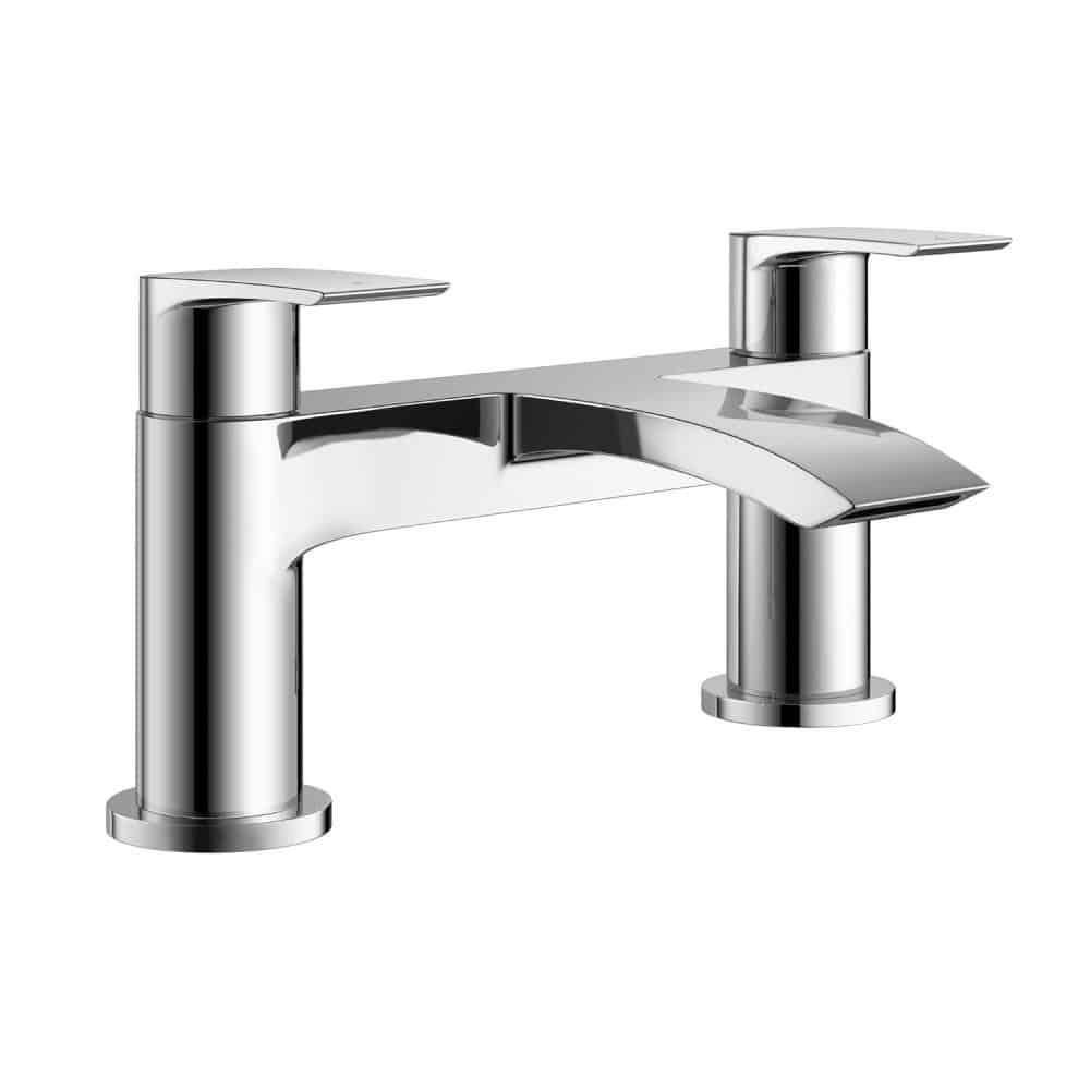 Square Waterfall Chrome Bath Filler Mixer & Basin Sink Mono Tap Inc Waste-12139