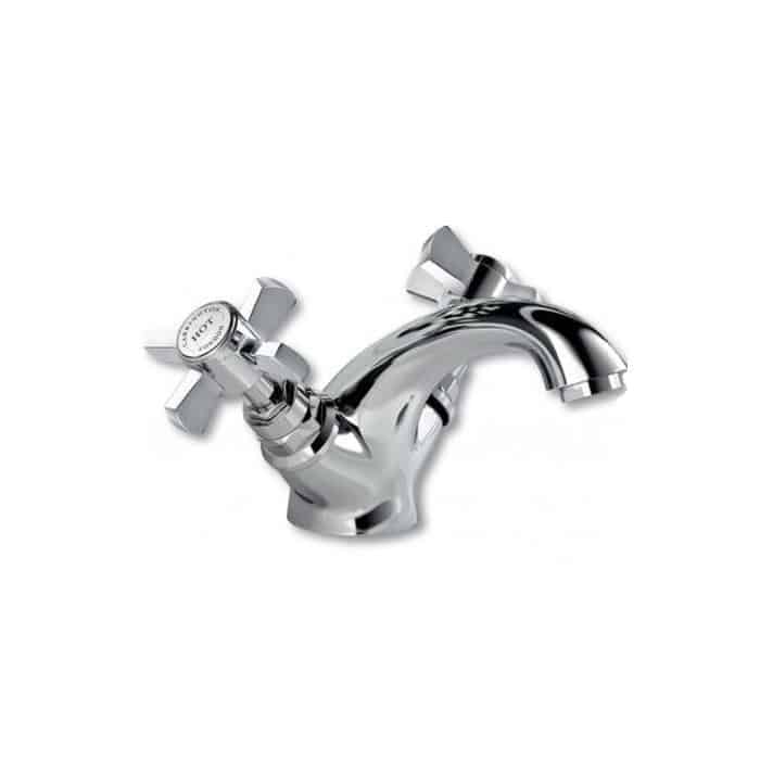 RAK Washington Solid Brass Traditional Cross Head Mono Mixer Bathroom Sink Basin Tap Chrome-0