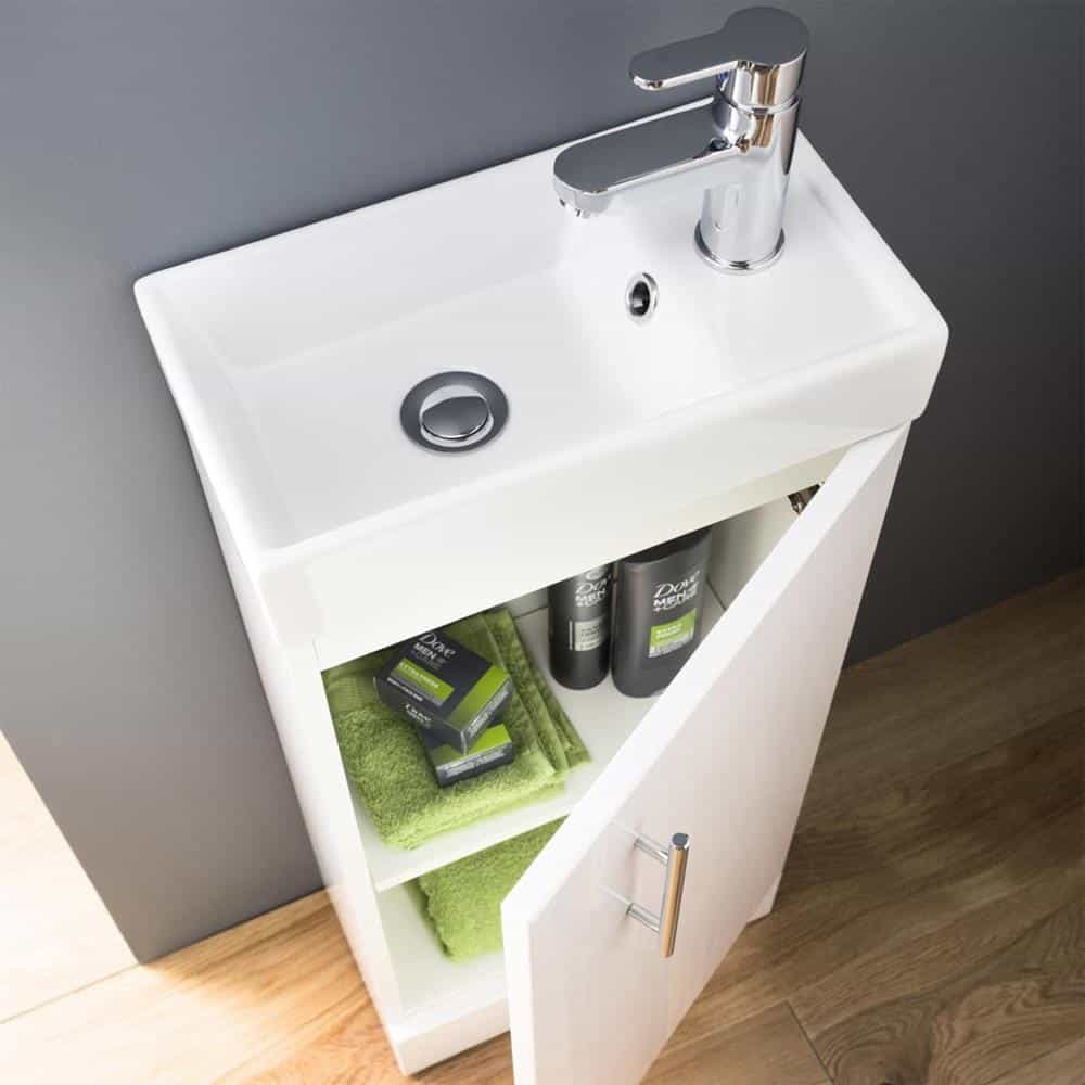 Compant Vanity Unit Including Ceramic Basin/Sink & Black Waterfall Tap with Waste-13336