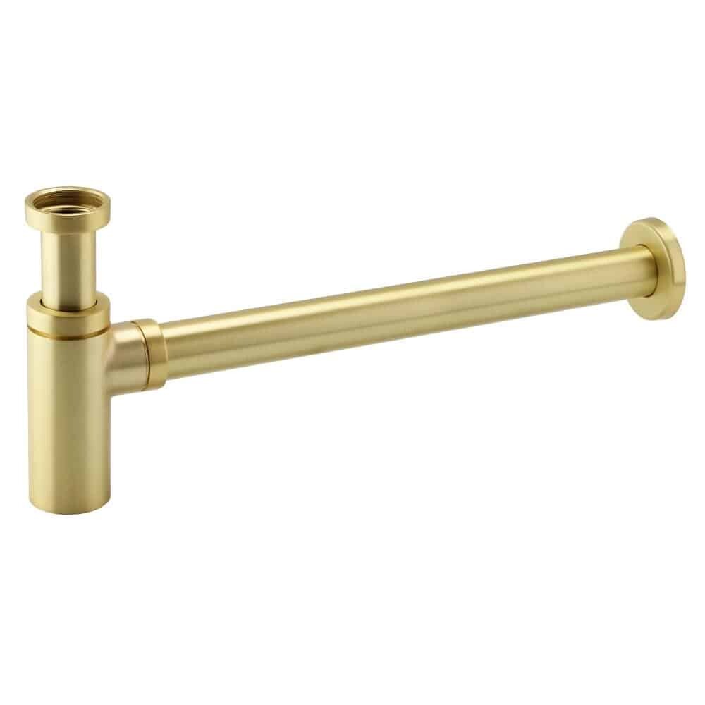 Wall Hung Corner Basin & Brushed Brass Basin Tap, Waste & Bottle Trap-14374