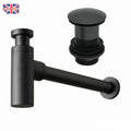 Modern Black Basin/Sink Bottle Trap & Unslotted Full Cover Clicker Basin Waste-0