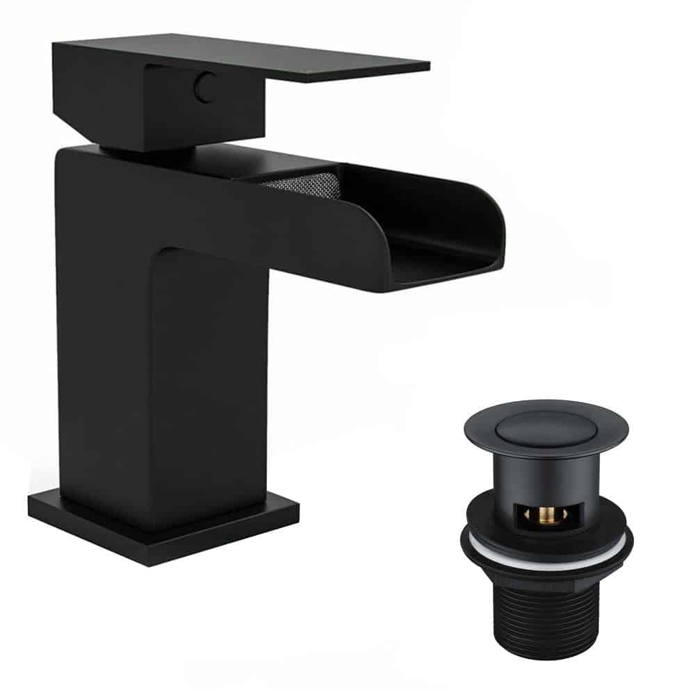 Compant Vanity Unit Including Ceramic Basin/Sink & Black Waterfall Tap with Waste-13337