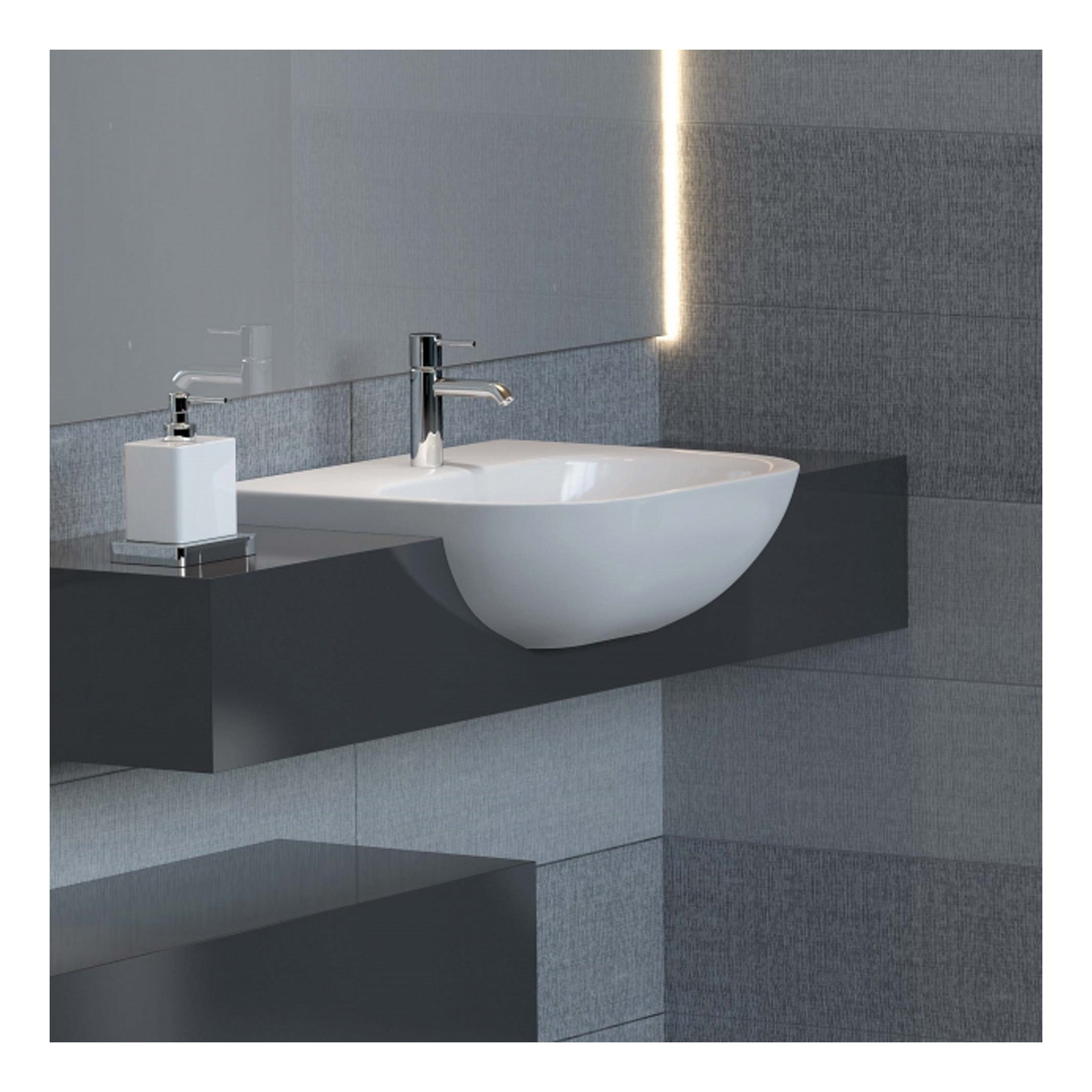 RAK Tonique Semi Recessed Basin - 520mm Wide - 1 TH - Alpine White