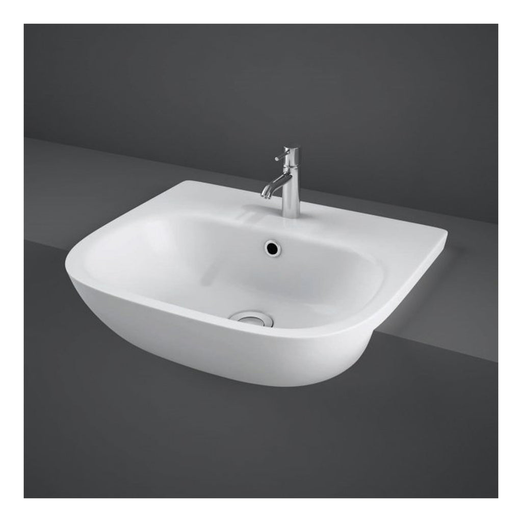 RAK Tonique Semi Recessed Basin - 520mm Wide - 1 TH - Alpine White