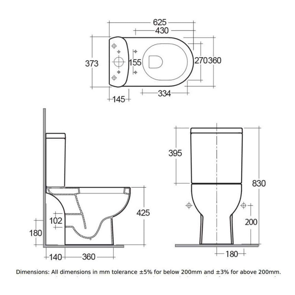 RAK Tonique Full Access Open Back Close Coupled Toilet With Cistern And Soft Close Seat - White