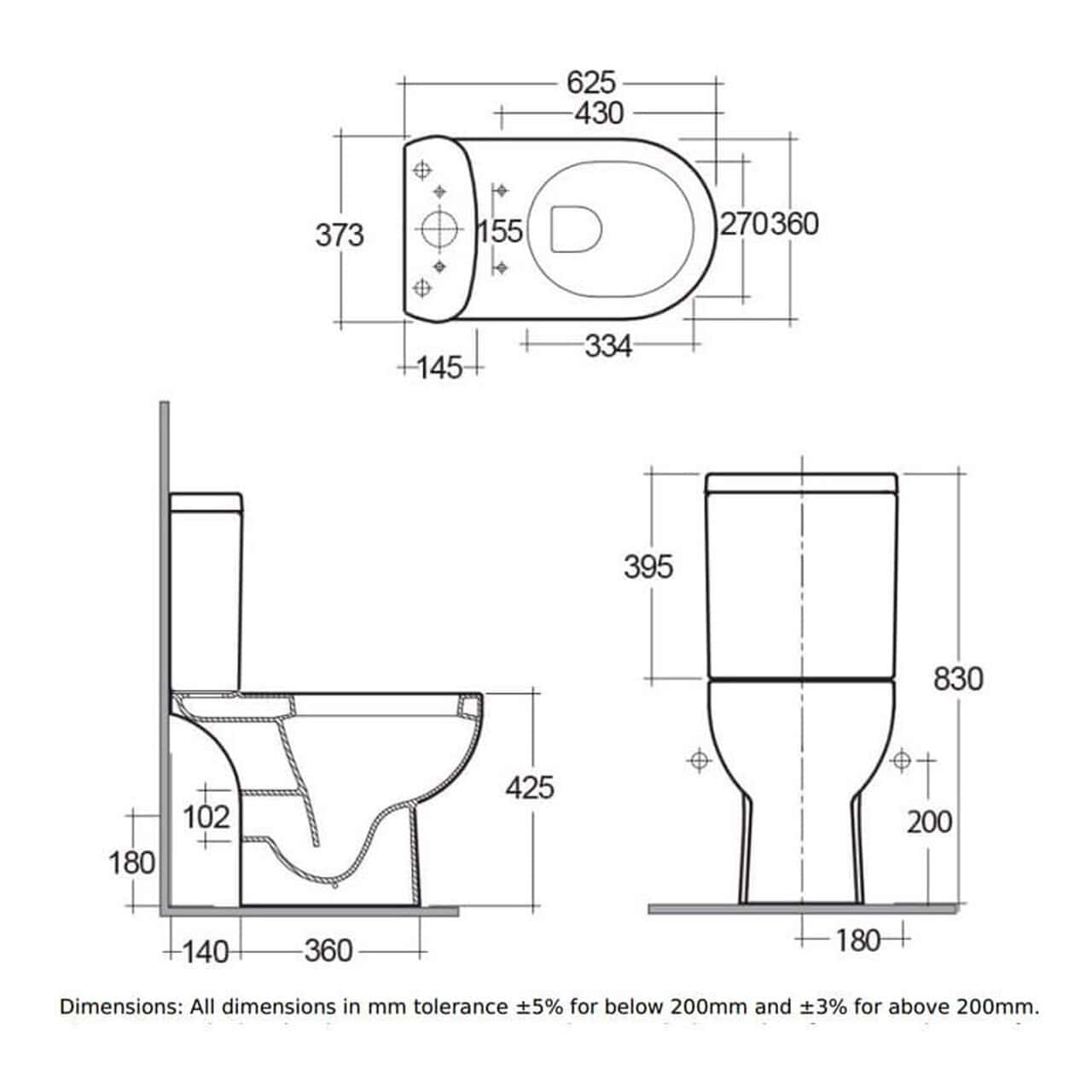 RAK Tonique Full Access Open Back Close Coupled Toilet With Cistern And Soft Close Seat - White