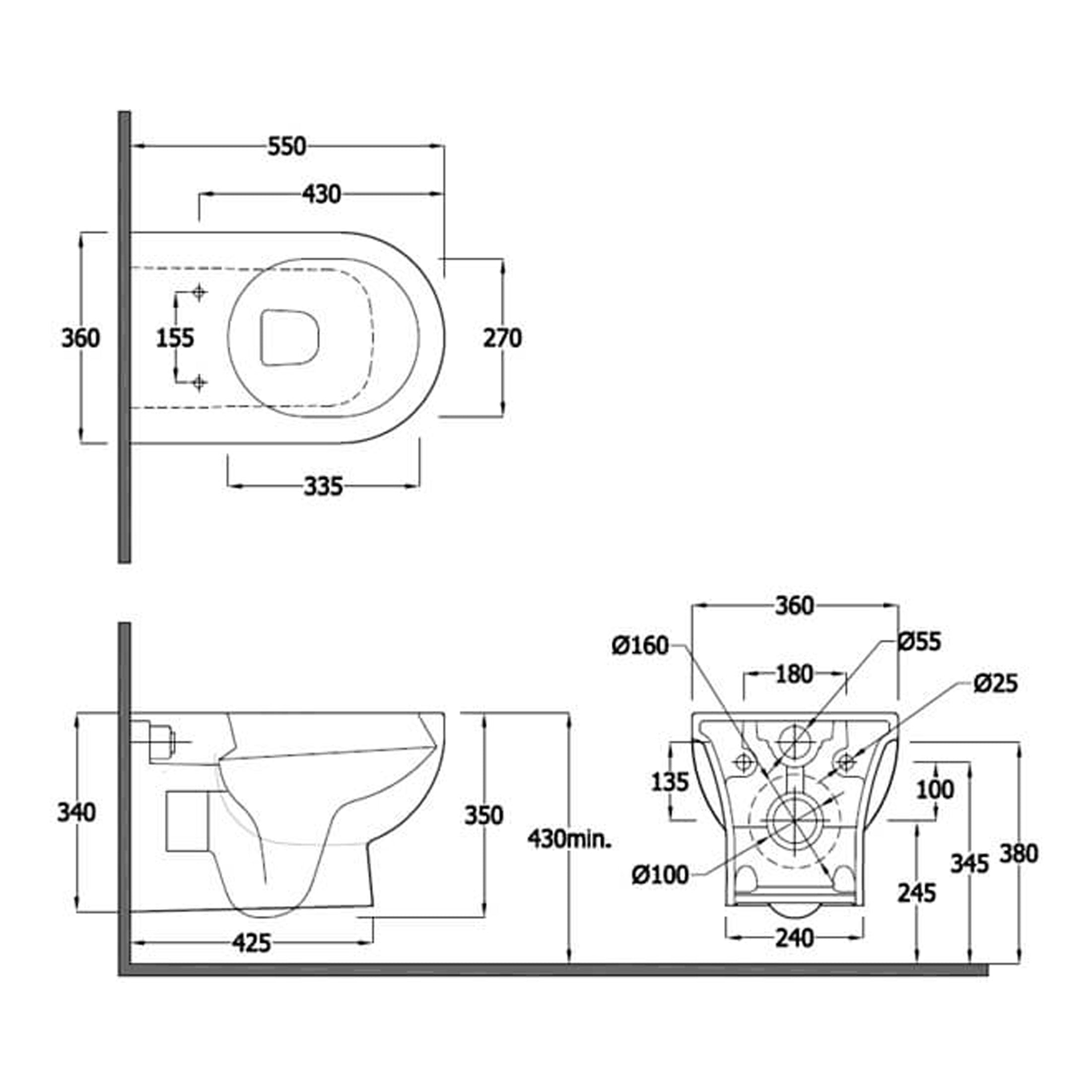 RAK Tonique Rimless Wall Hung Toilet With Soft Close Seat - White