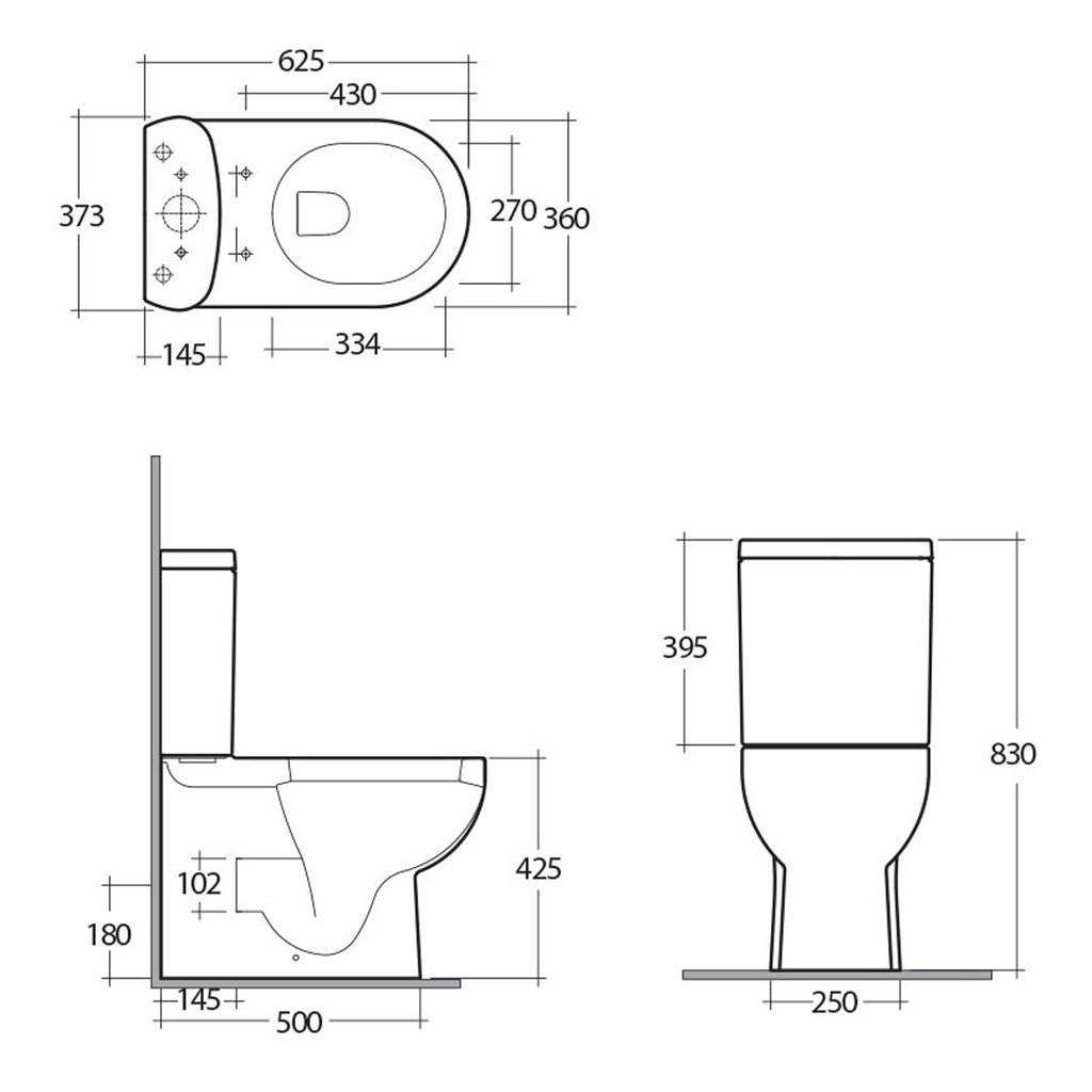 RAK Tonique Back to Wall Close Coupled Toilet With Cistern And Soft Close Seat - White