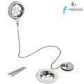 Stainless Steel Retainer Bath Waste with Overflow Ball Chain & Plug-0