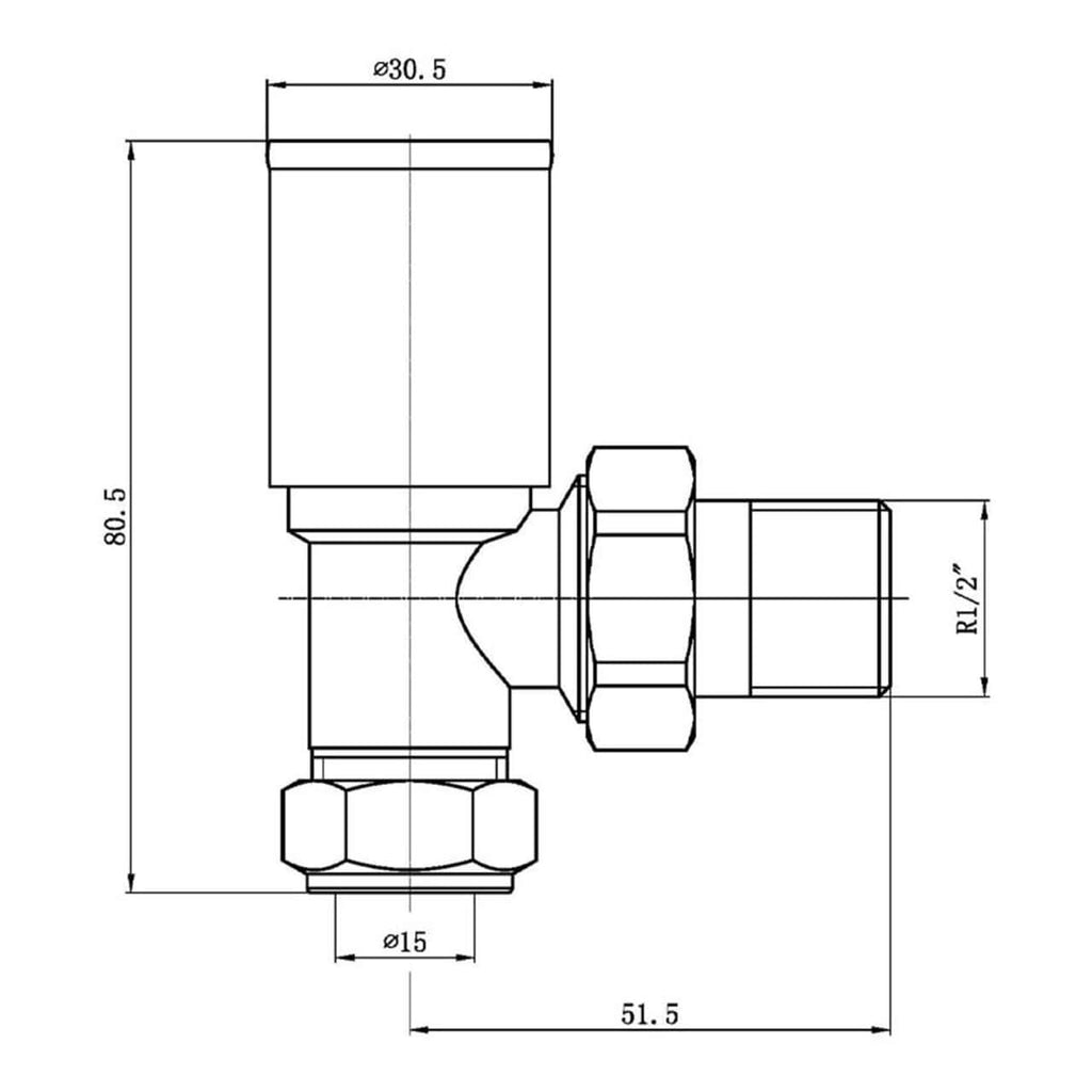 Matt Black Modern Angled Rad Valves 15mm Compression (Pair)