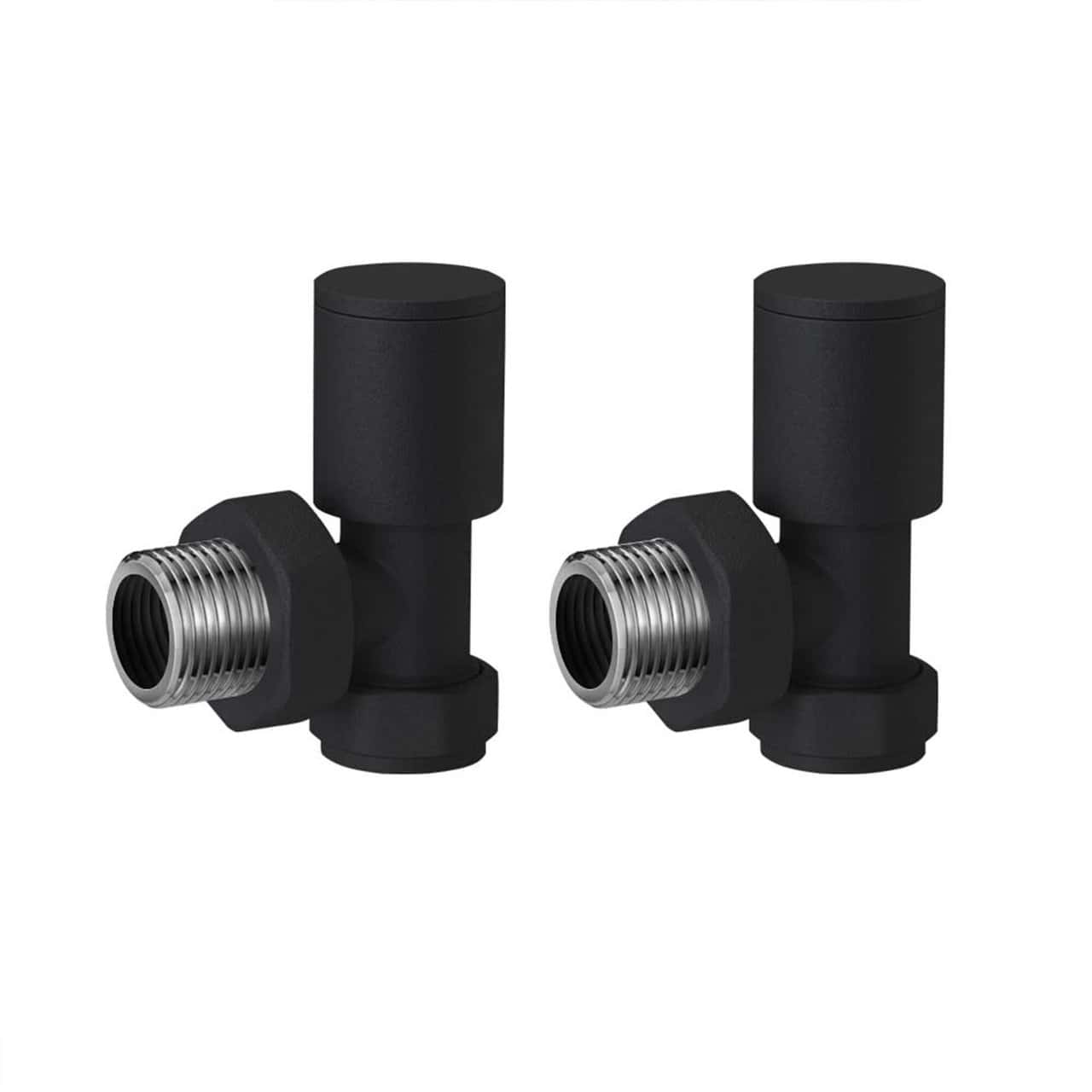 Matt Black Modern Angled Rad Valves 15mm Compression (Pair)