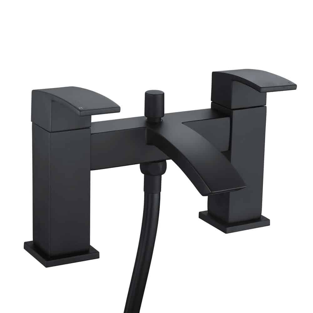 Matt Black Bathroom Tap Set Shower Mixer Tap Incl Hose & Handset (Lucia)-12719