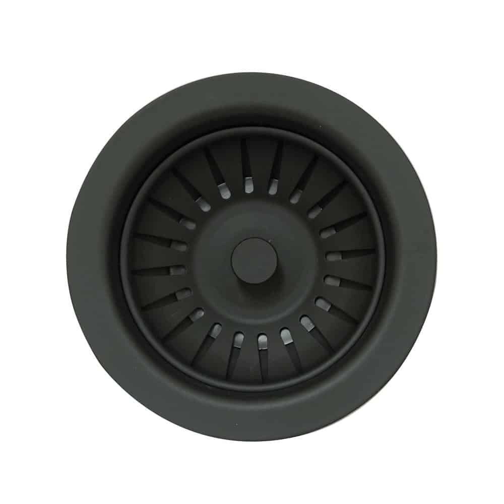 Matt Black Dual Lever Kitchen Sink Mixer Tap Swivel Spout & Basket Strainer Waste-13464