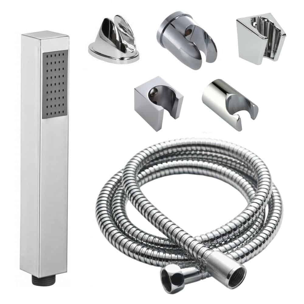Chrome Square Pencil Head Handset & Bracket-12310