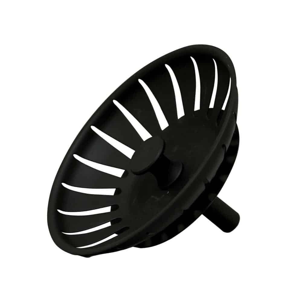 Matt Black Dual Lever Kitchen Sink Mixer Tap Swivel Spout & Basket Strainer Waste-13465