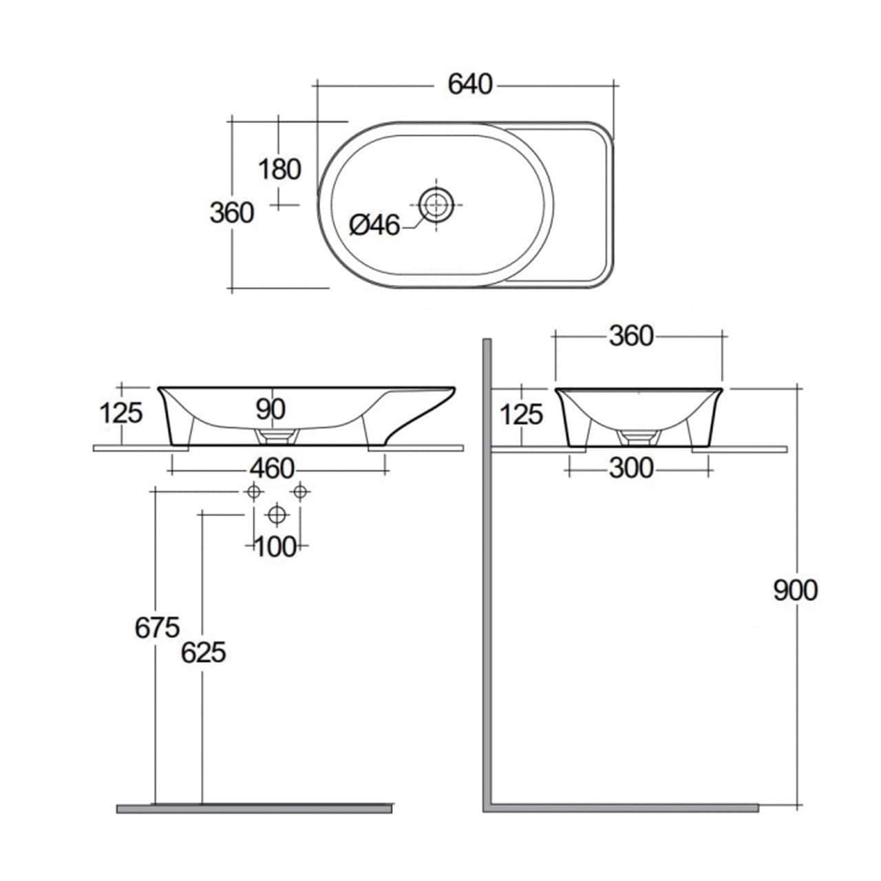 RAK Valet Sit-On Countertop Basin - 640mm Wide - 0 TH - Matt White