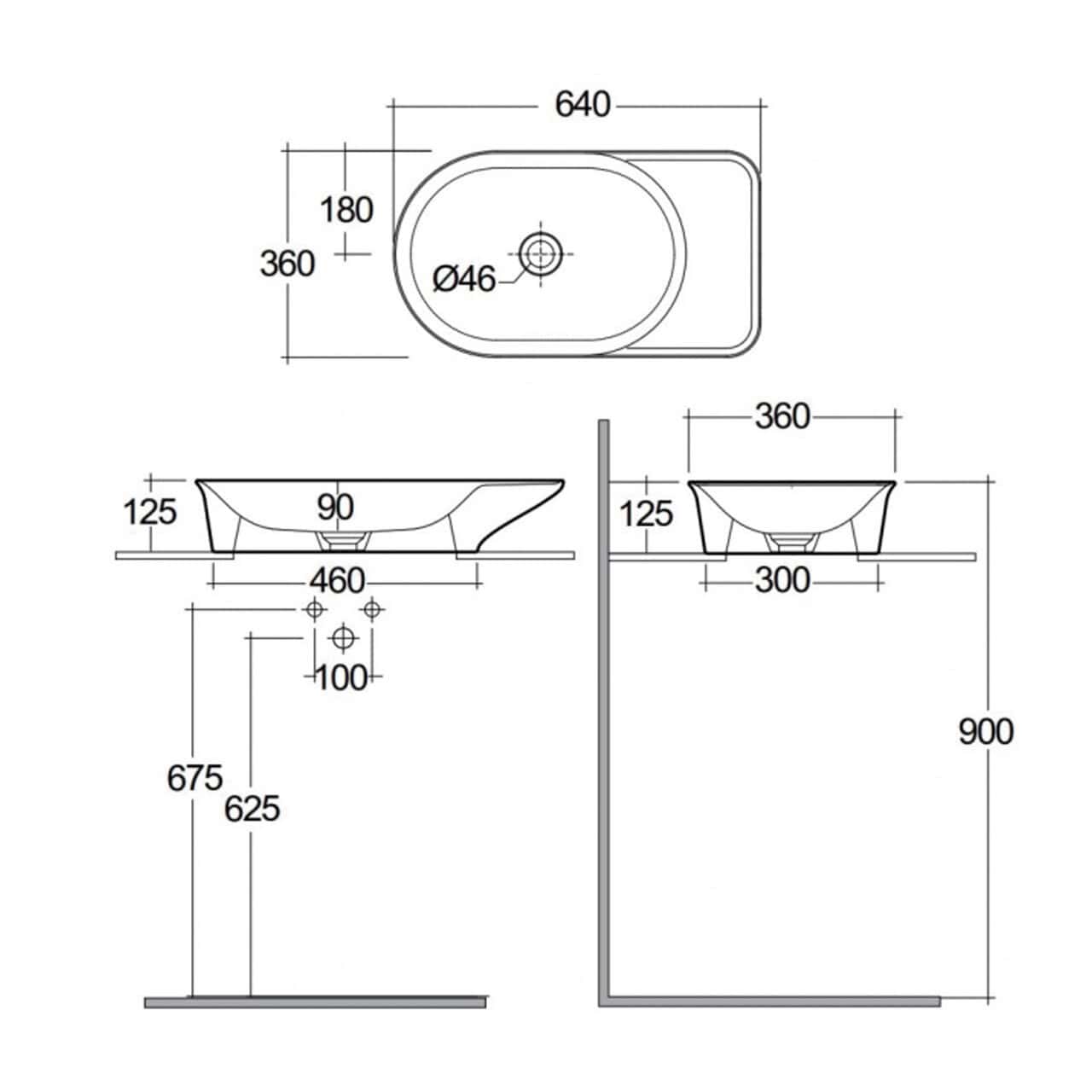 RAK Valet Sit On Countertop Basin - 640mm Wide - 0 TH - Gloss White