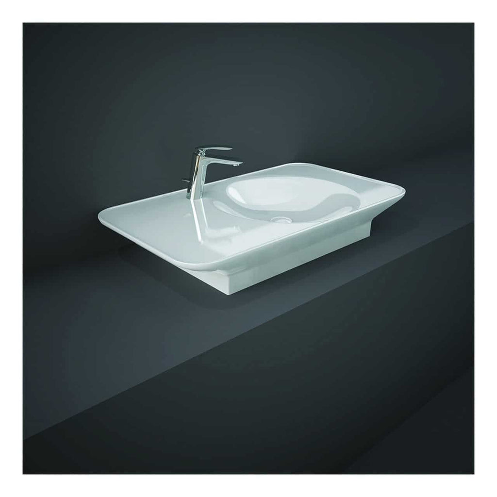 RAK Valet Right Ledge Counterop Basin - 920mm Wide - 1 TH - Gloss White