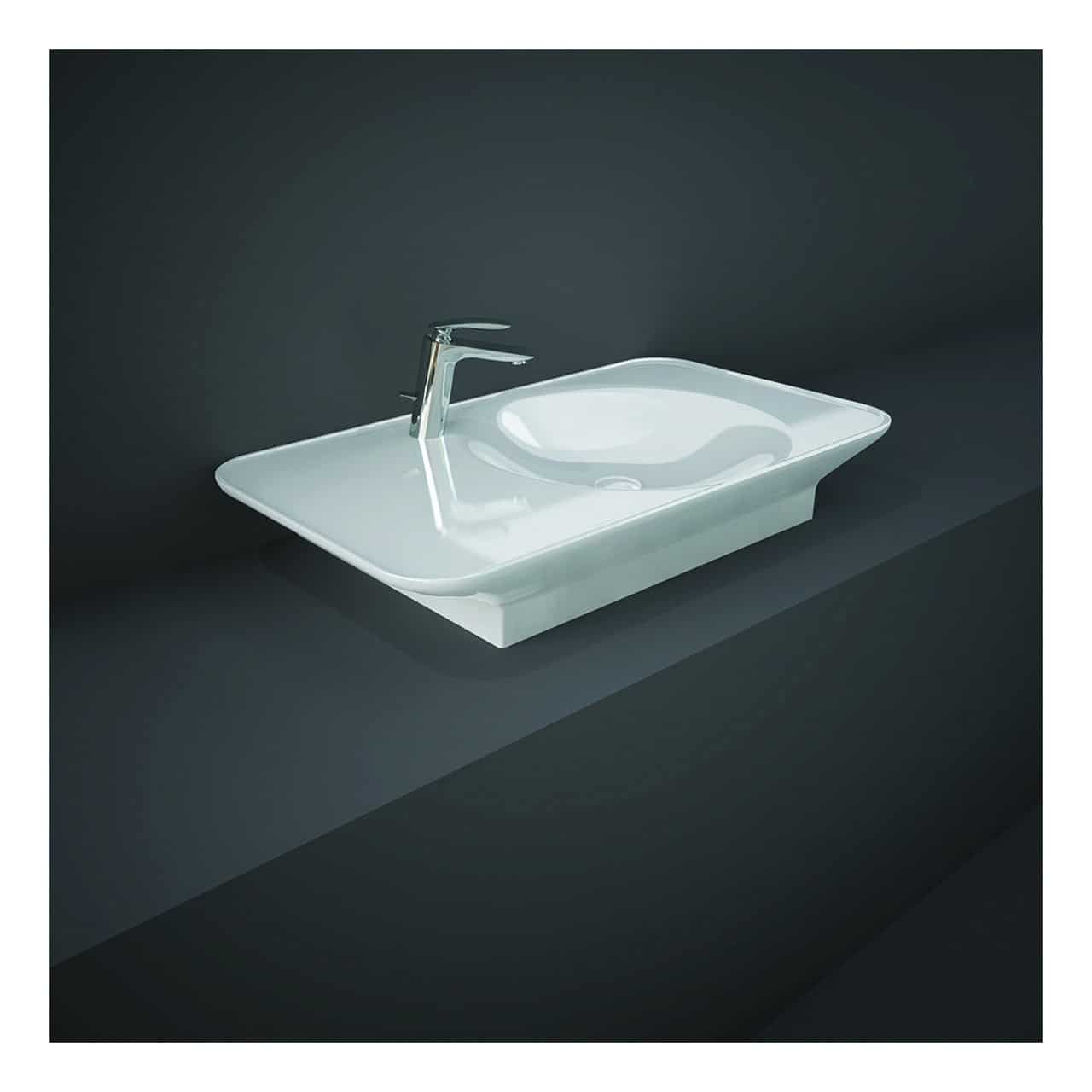 RAK Valet Right Ledge Counterop Basin - 920mm Wide - 1 TH - Gloss White