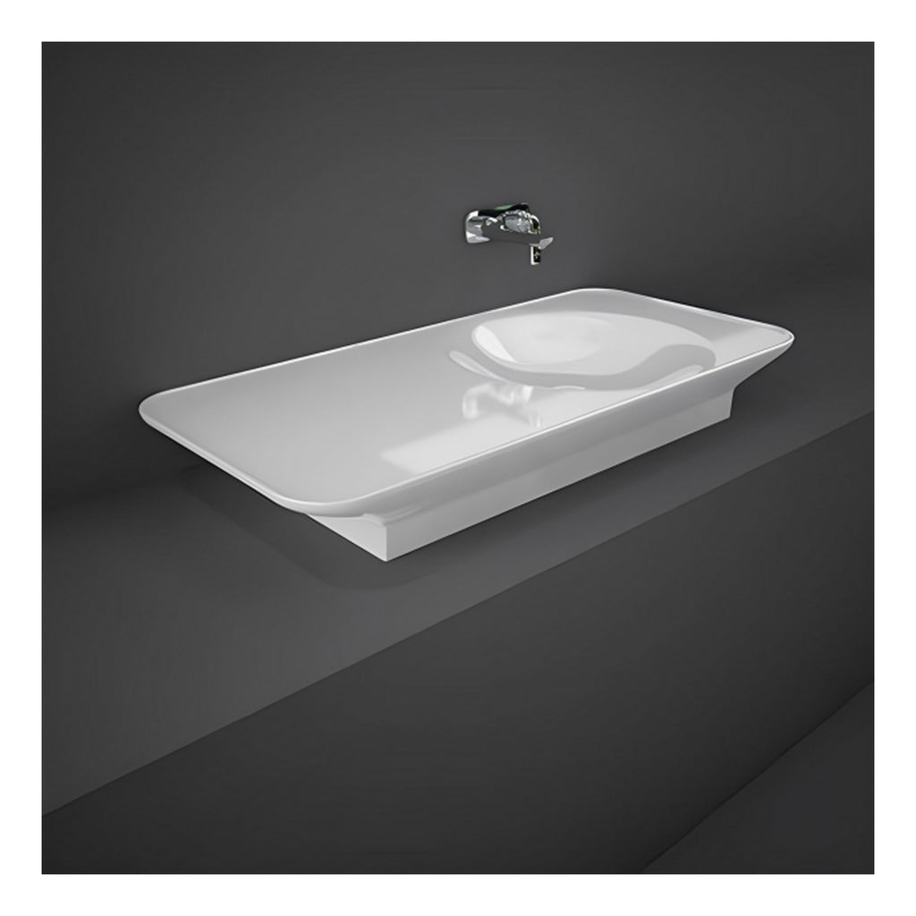 RAK Valet Left Ledge Wall Hung Basin - 1120mm Wide - 0 TH - Gloss White