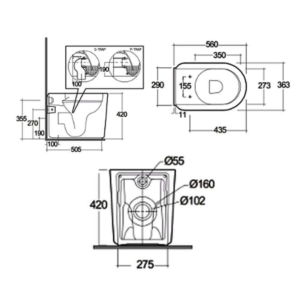 RAK Valet Rimless Back to Wall Toilet With Soft Close Seat - Matt White