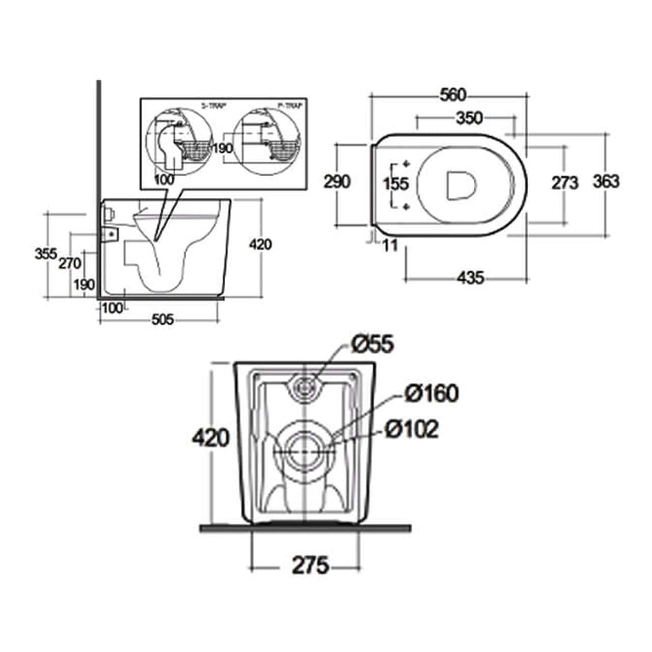 RAK Valet Rimless Back to Wall Toilet With Soft Close Seat - Matt White
