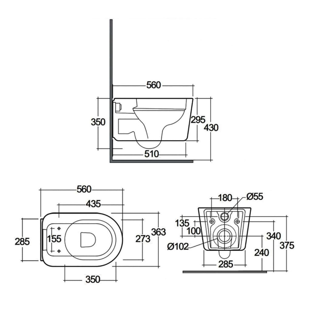 RAK Valet Rimless Wall Hung Toilet And Soft Close Toilet Seat - Matt White