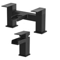 Matt Black Waterfall Bath Filler Tap & Basin Mixer Tap Square-0