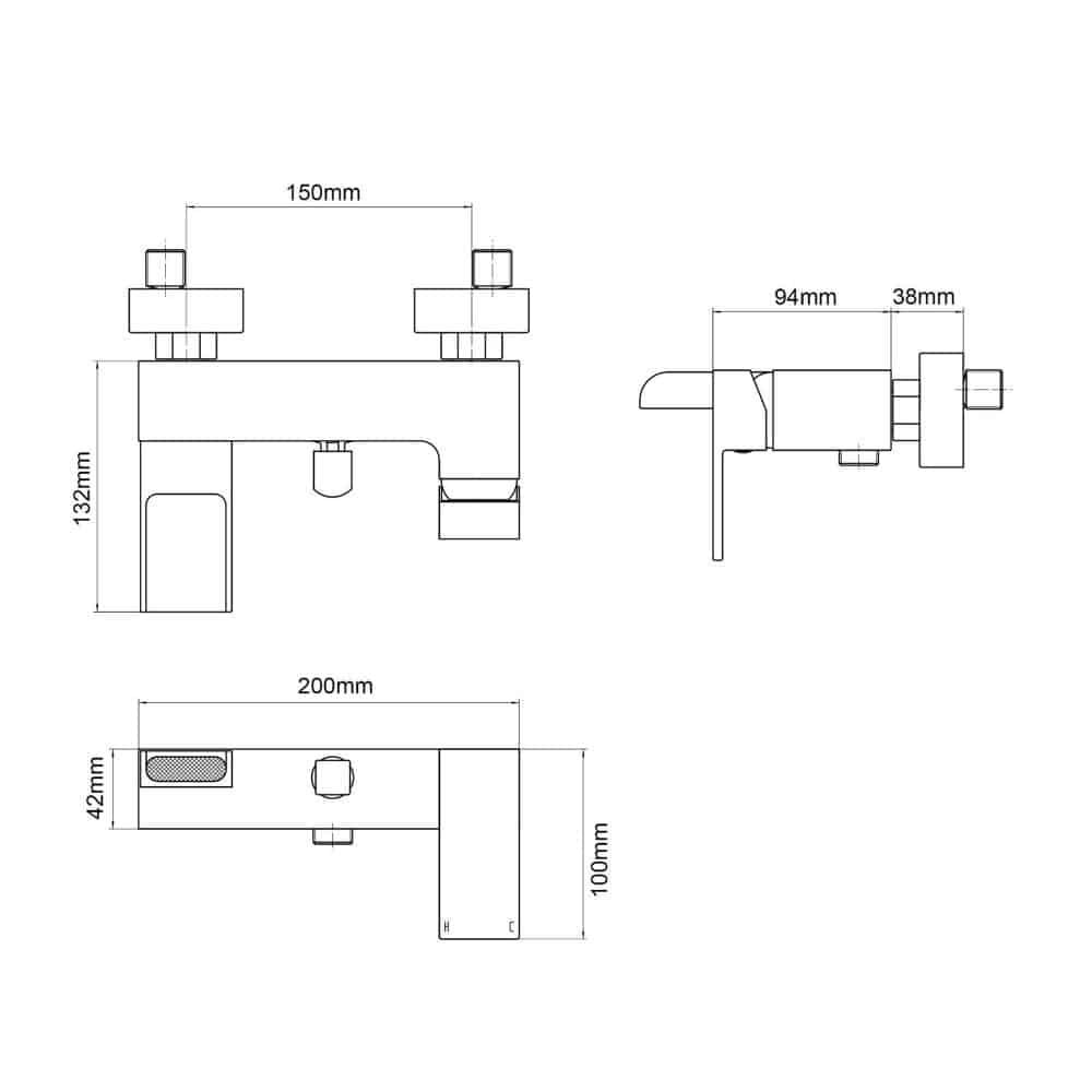 Dunk Wall Mounted Bath Shower Mixer Tap-12992