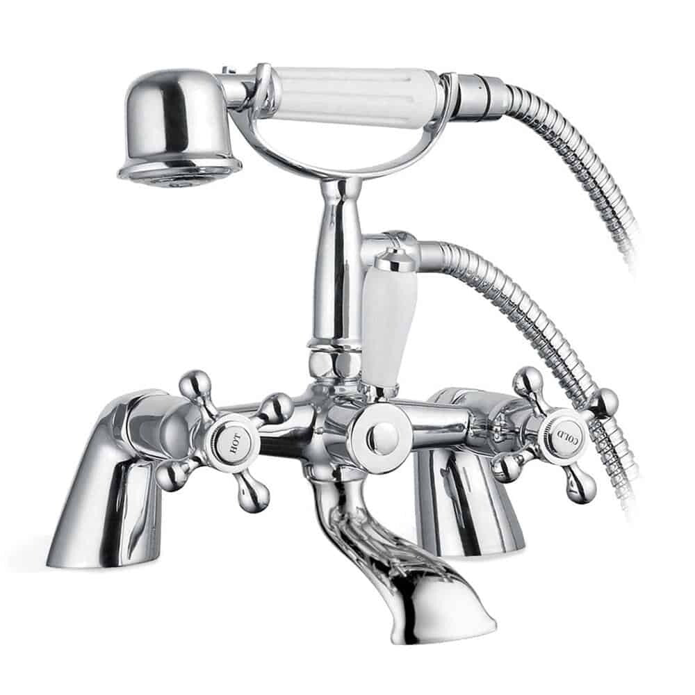 Sterling Traditional Bath Shower Mixer & Basin Tap Pack Hot & Cold Pair - Chrome-13413