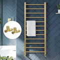 Brushed Brass Straight Designer Heated Towel Rail With Straight Valves - Size Options