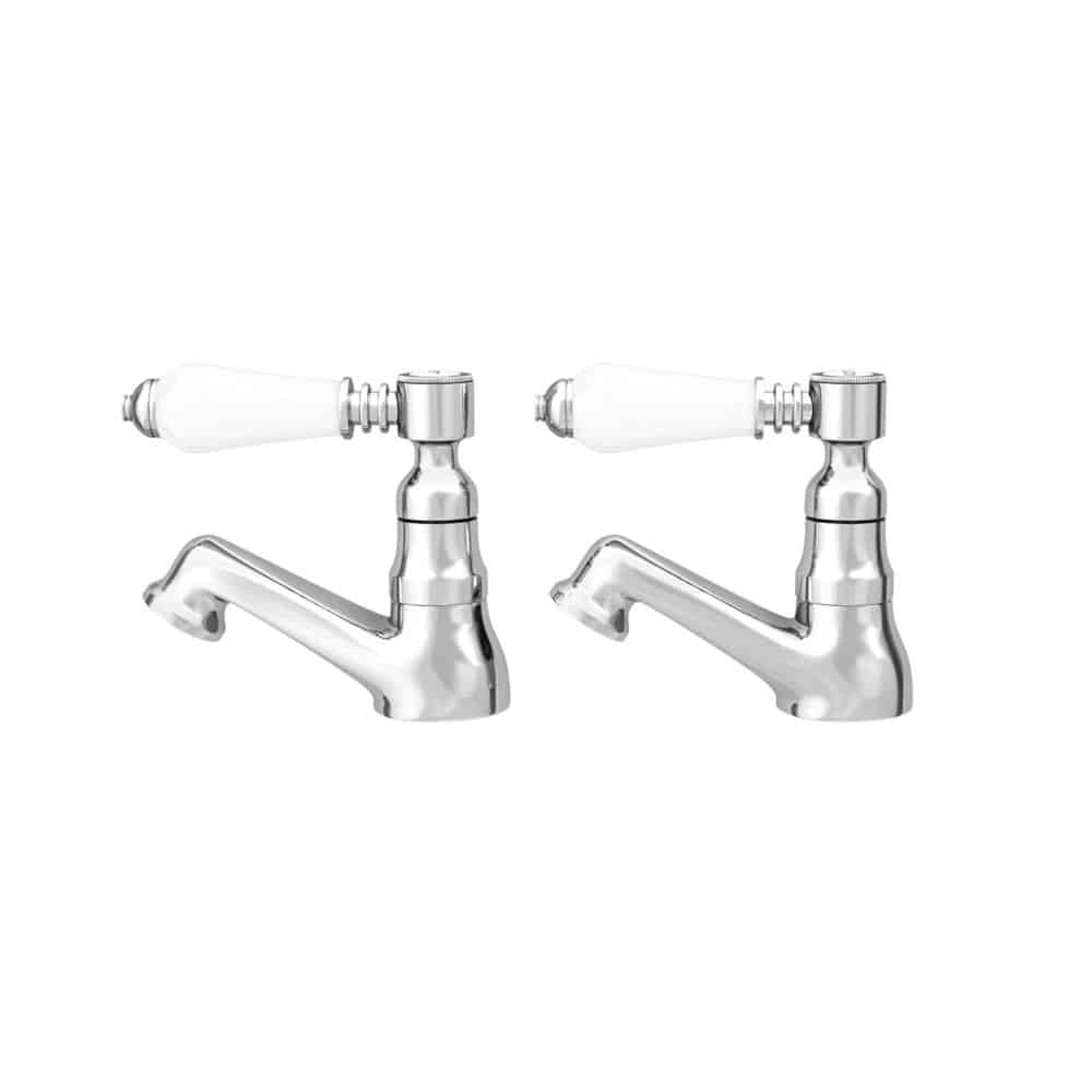 1/4 Turn Antique Victorian Style Chrome Bathroom Hot & Cold Basin Taps (bloom)-13266