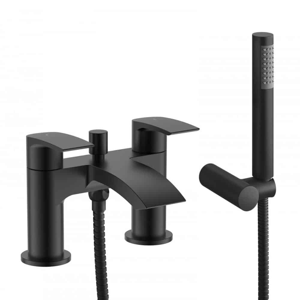 Bath Shower Mixer & Basin Mixer Tap & Shower Slider Rail Kit Matt Black Bathroom Taps-13255
