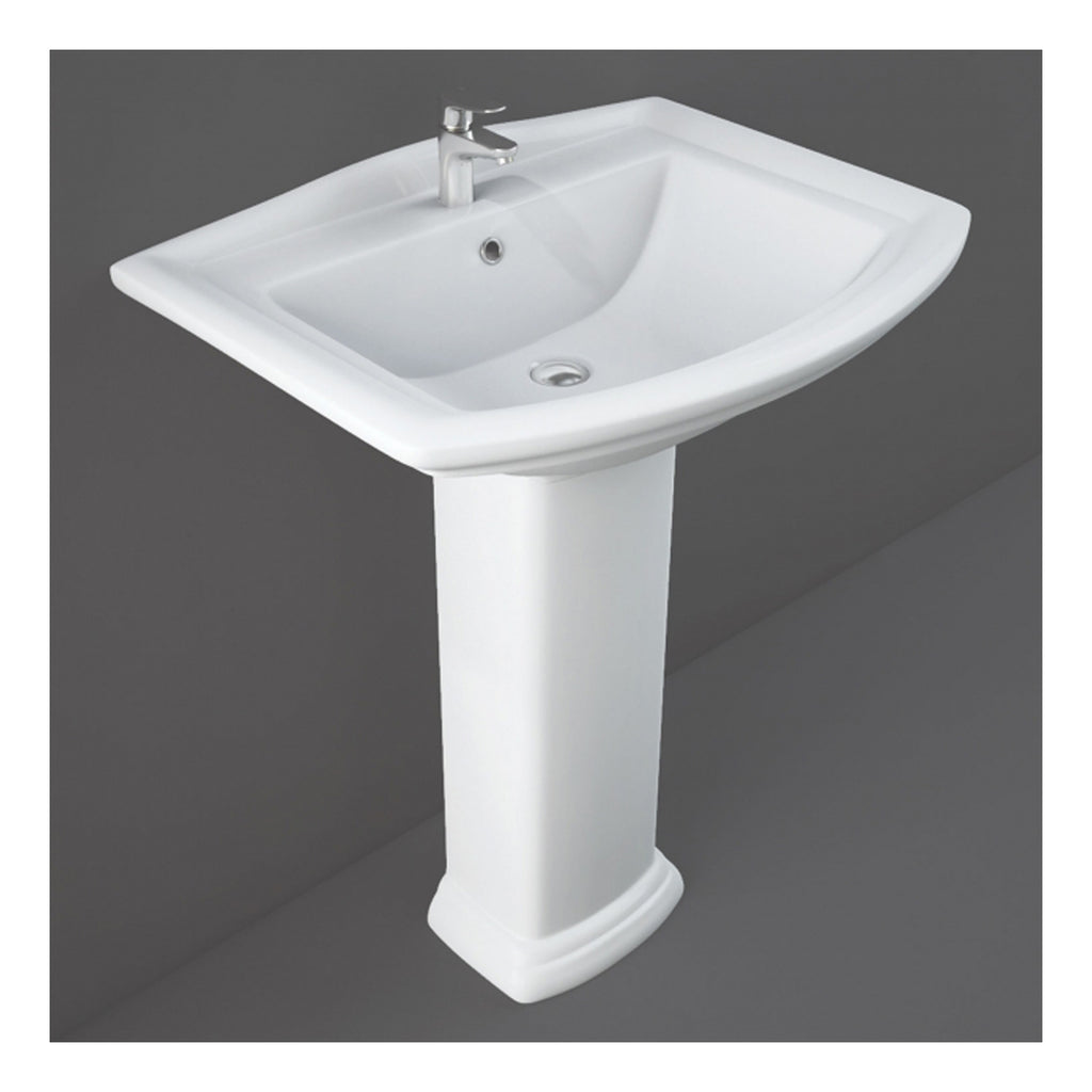 RAK Washington Basin With Full Pedestal - 650mm Wide - 1 TH - Alpine White