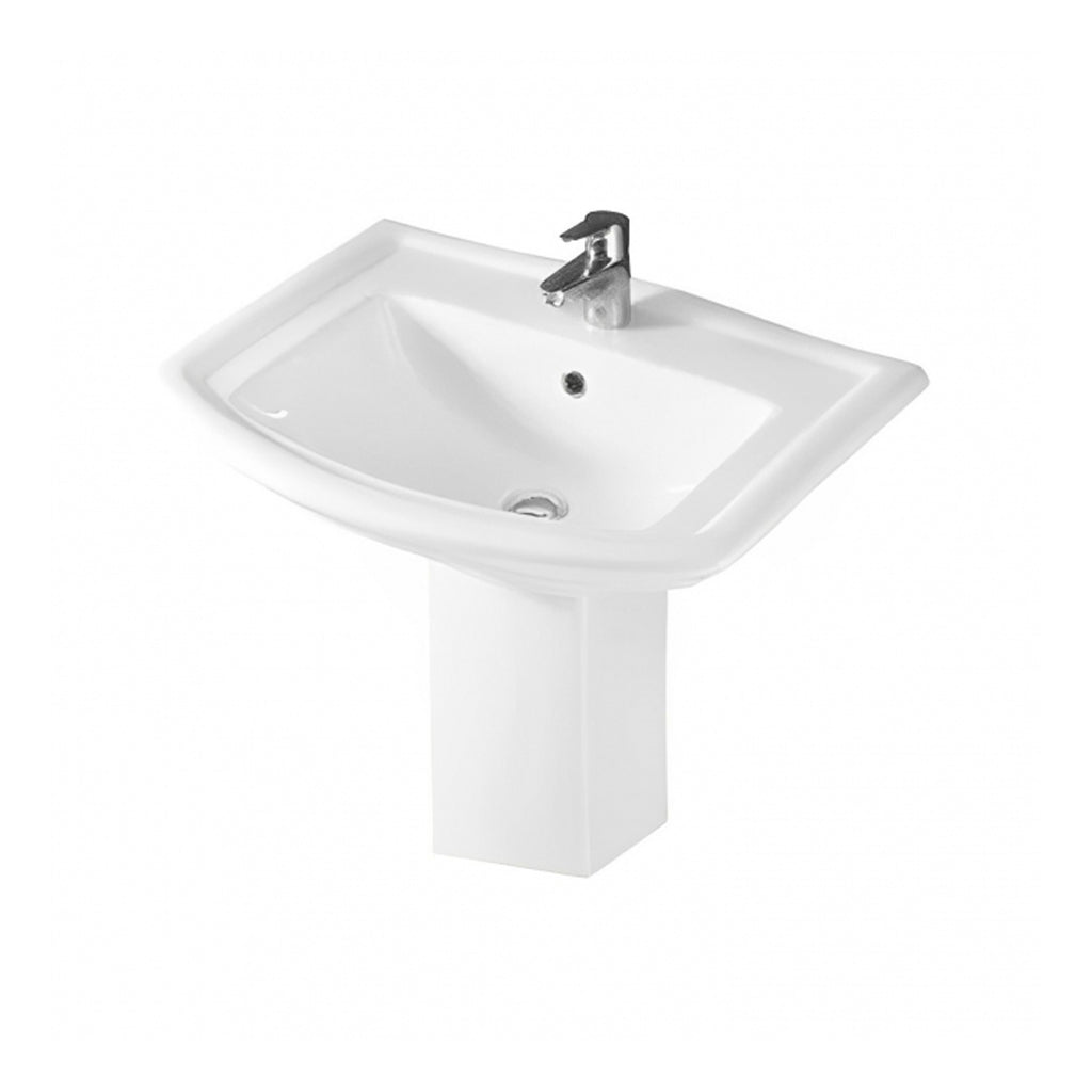 RAK Washington Basin With Semi Pedestal - 650mm Wide - 1 TH - Alpine White